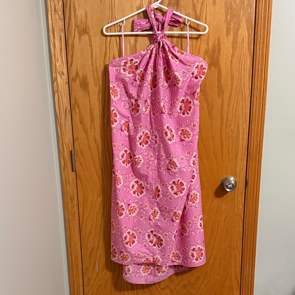 Pink Floral Halter Dress